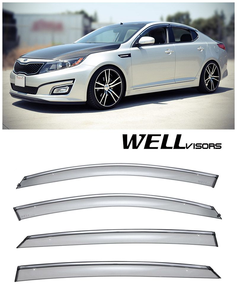 For 1115 KIA Optima WellVisors Side Window Visors Deflectors W/ Chrome