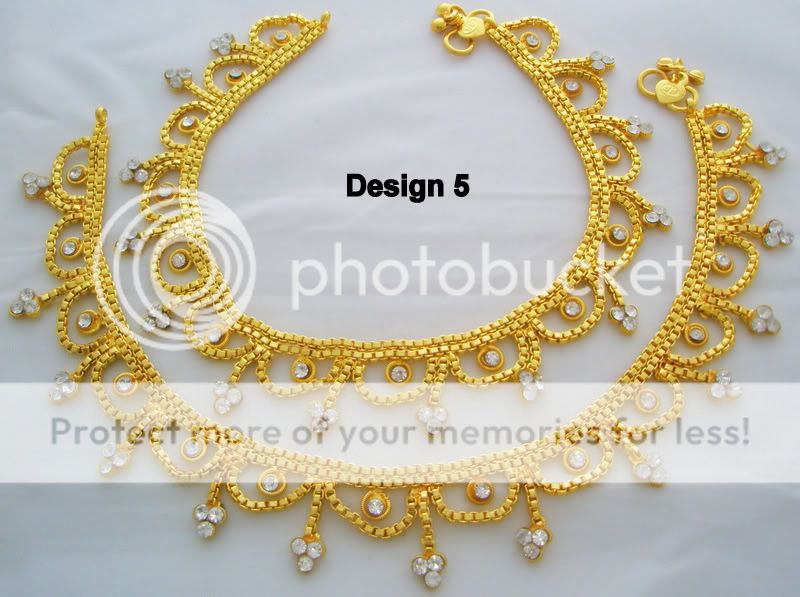 Indian 22K Gold Crystal Anklets Ankle Bracelet Payal 2P  