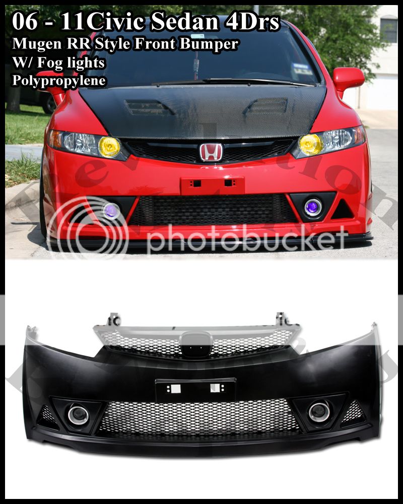 06-11 Civic 4Doors Sedan JDM FD2 Mugen RR Style Front bumper USDM+Fog ...