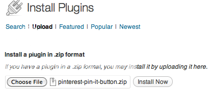 Install Pinterest Plugin - Select Zip